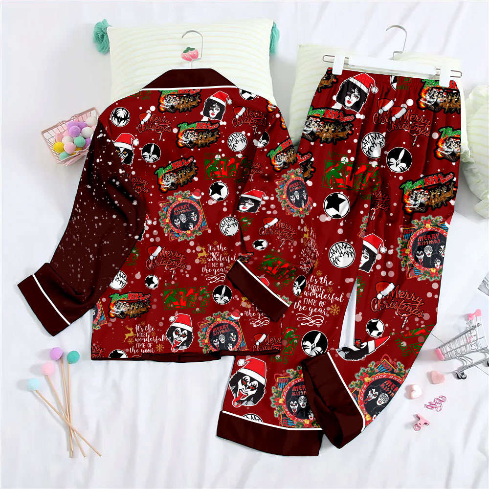 Kiss Band Button Down Pajamas Set –  Gift for Women – Christmas Gift
