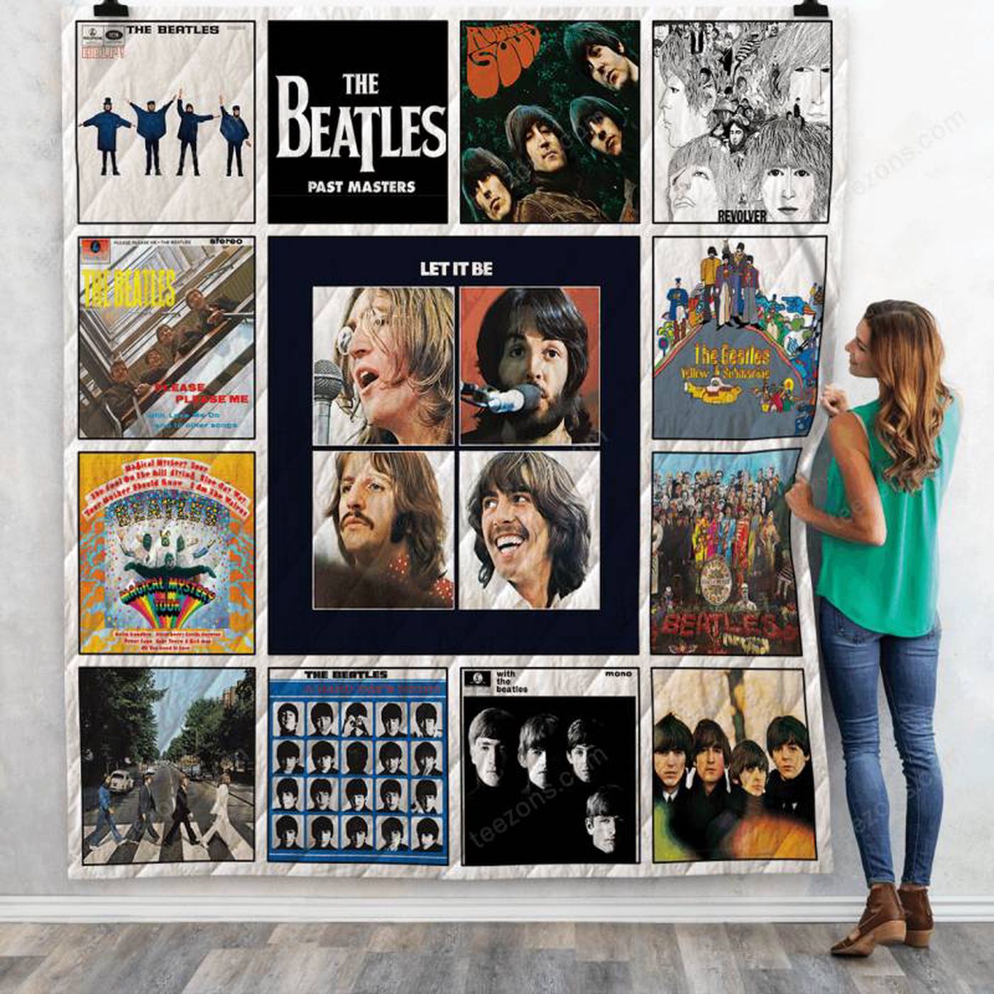Discover the New M Beatles Albums Quilt Blanket – A Cozy Tribute to the Legendary Band!
