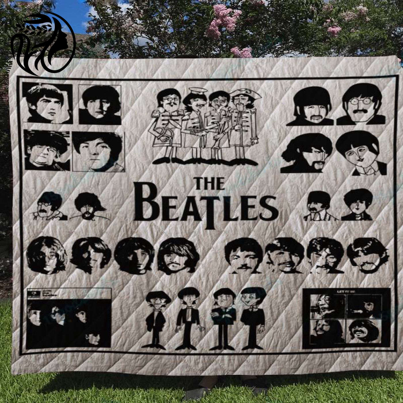 Beatles Quilt Blanket: M Black White Design – Cozy and Stylish Bedding