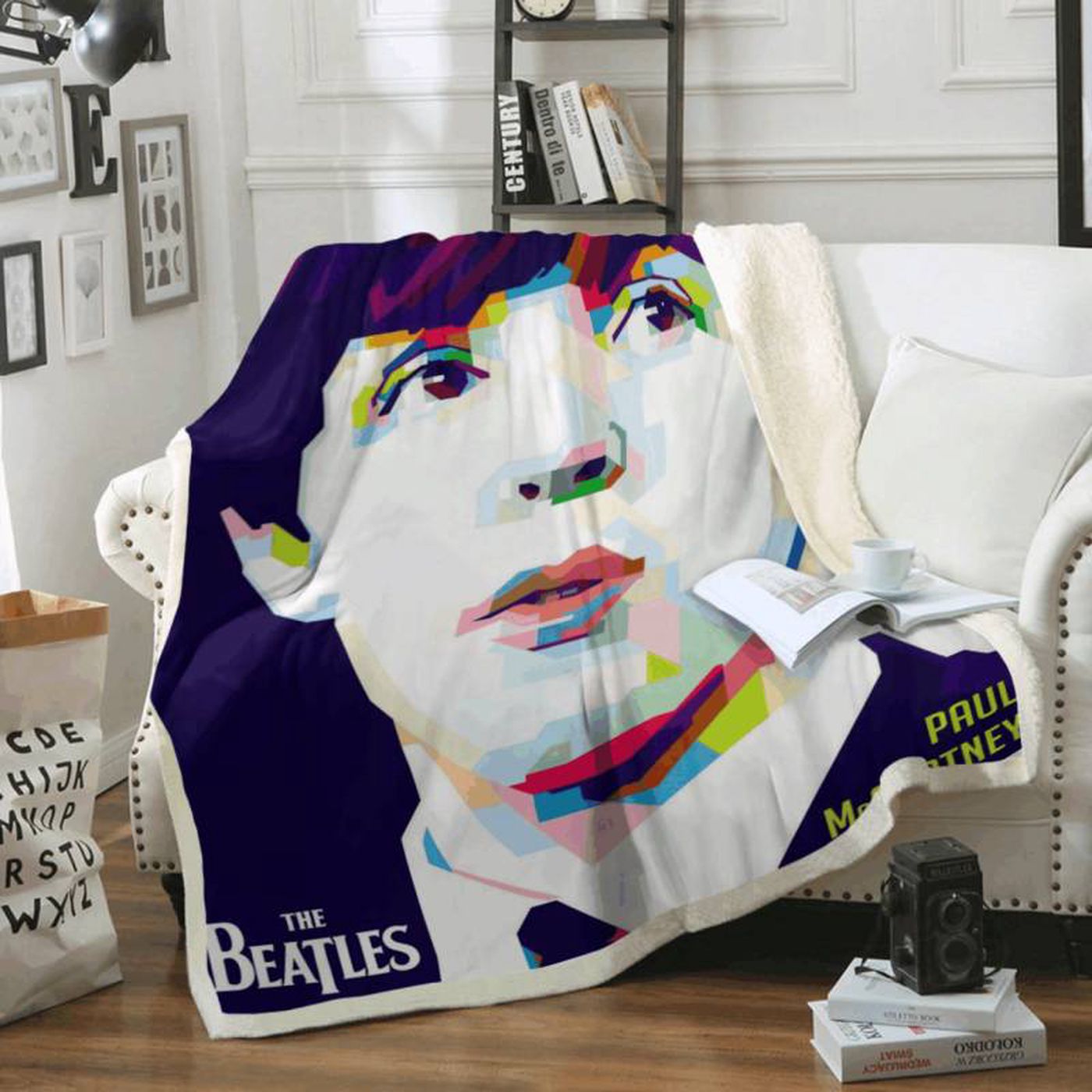 McCartney Colorful Popart Beatles Fleece Blanket: Vibrant Tribute to the Iconic Band