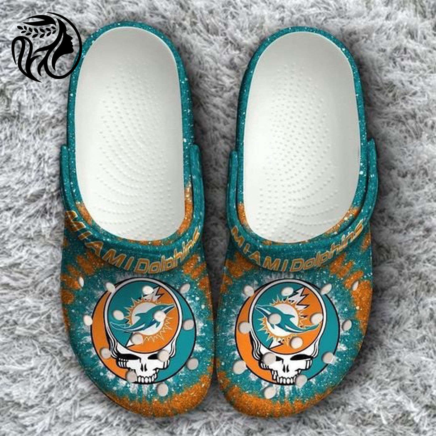 Miami Dolphins Grateful Dead Crocs Classic Clogs Shoes