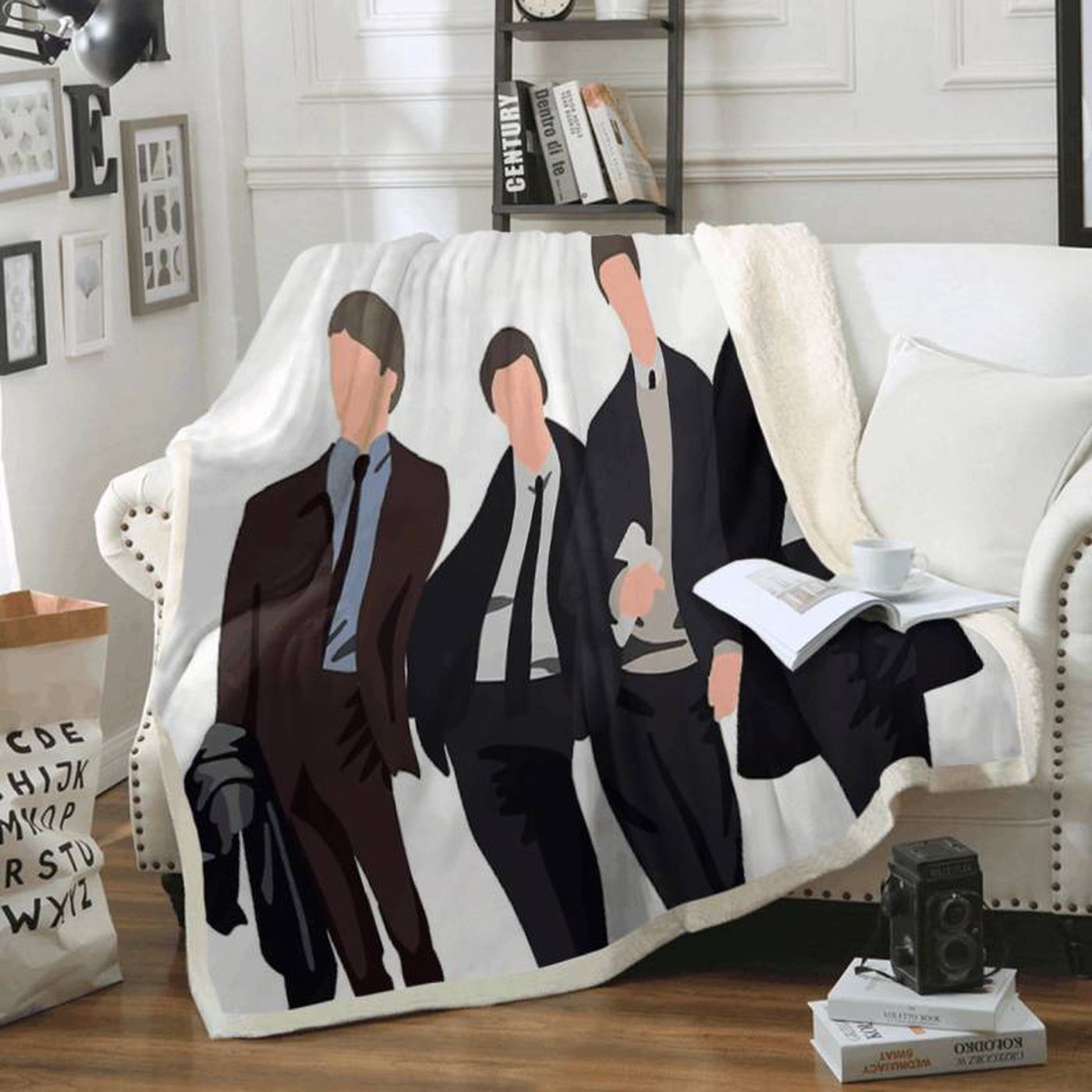 Minimal Beatles Members Fleece Blanket – Art Design Inspired by The Beatles Music