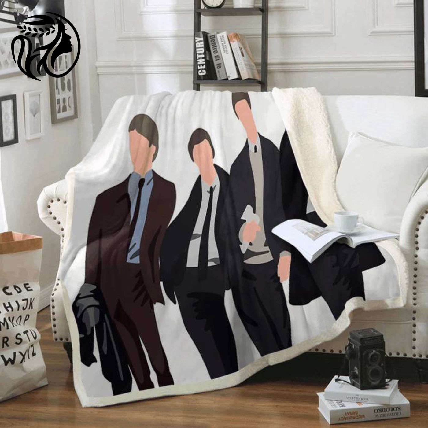 Minimal Beatles Members Fleece Blanket - Art Design Inspired by The Beatles Music
