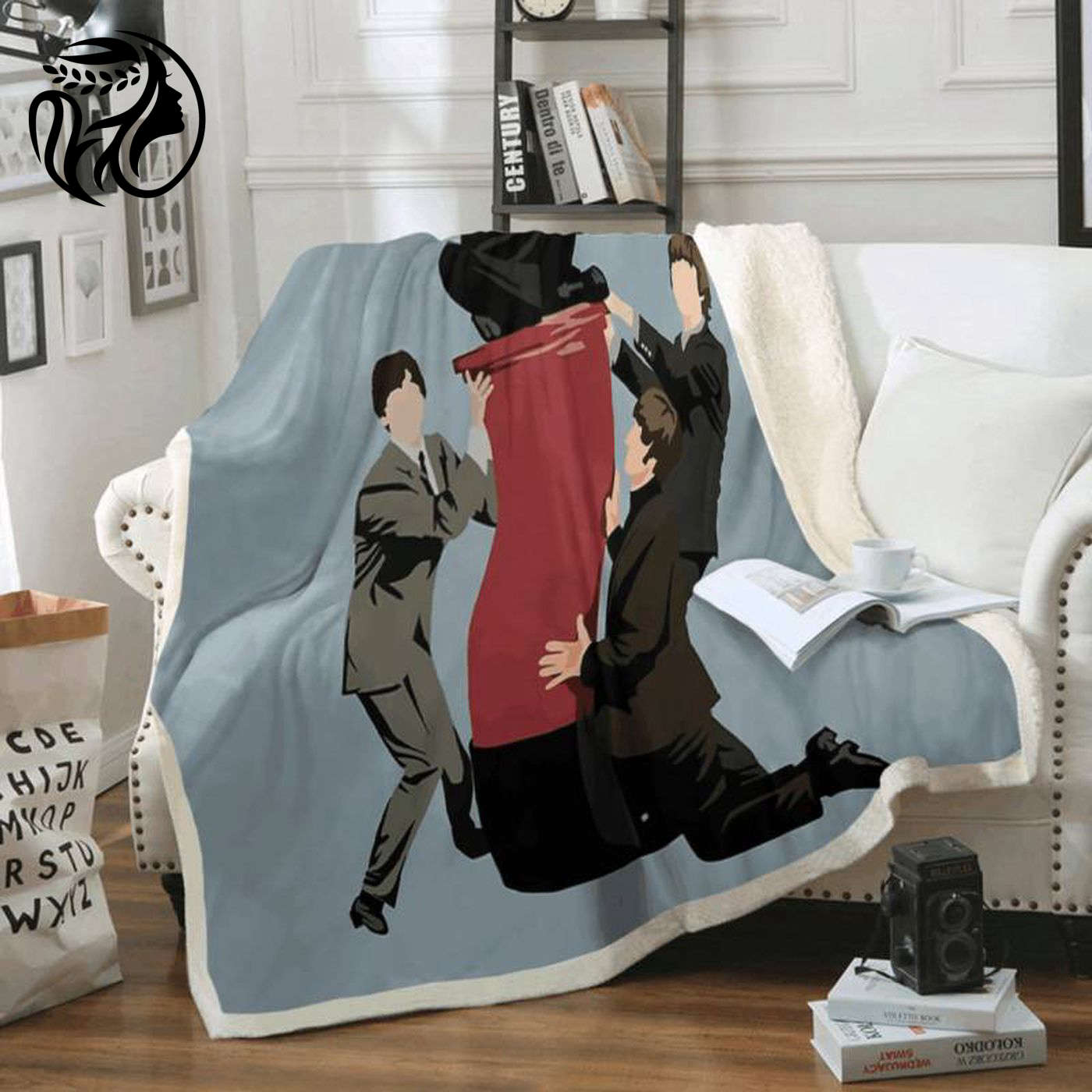 Beatles Fans Fleece Blanket: Minimal Band Art for Beatles Members – Engaging & Cozy!