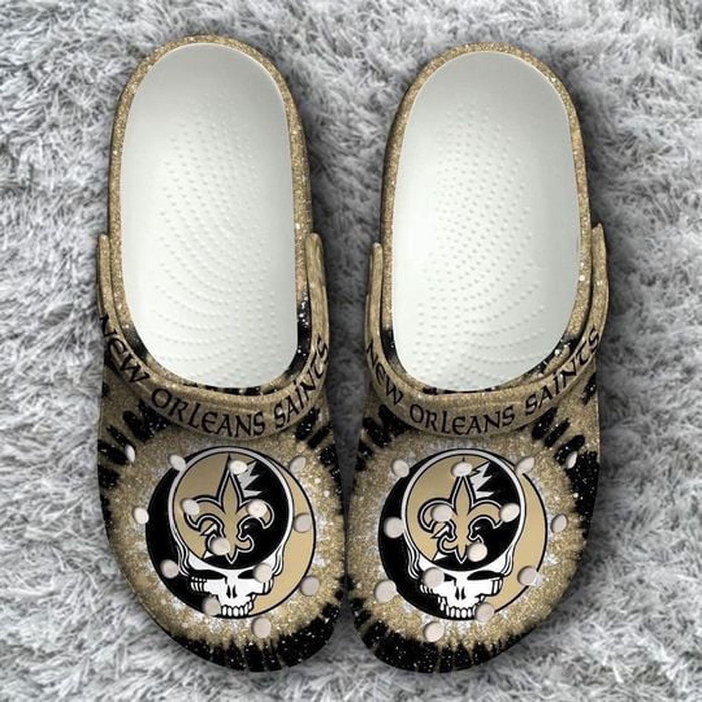 New Orleans Saints Grateful Dead Crocs Classic Clogs Shoes
