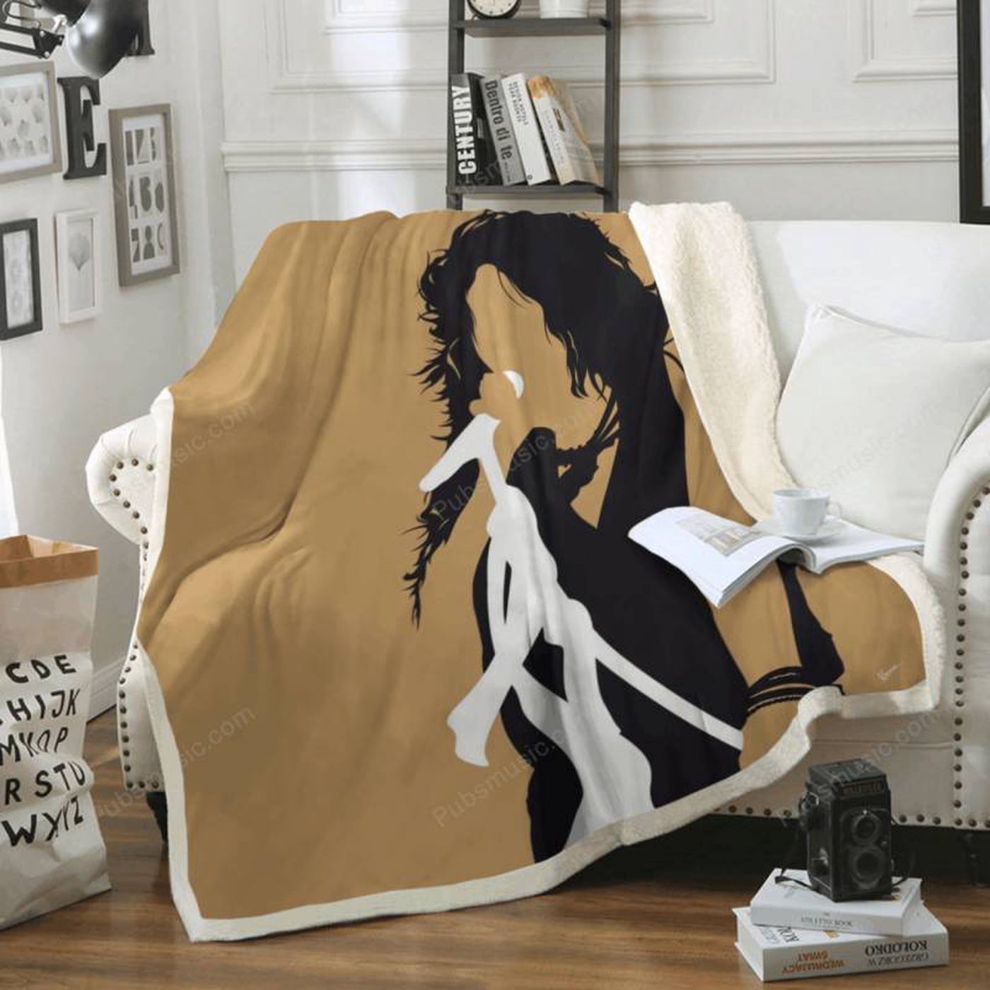 Aerosmith Minimal Music Art Sherpa Fleece Blanket – No200 MY Minimal Artworks for Fans