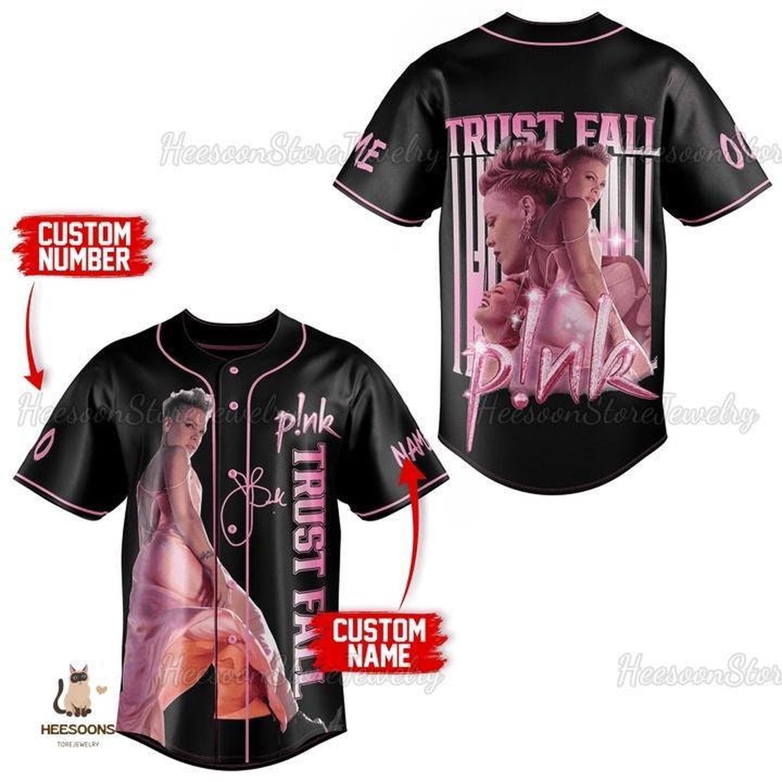 P!nk Pink Baseball Jersey: Summer Carnival Shirt Singer Jersey Custom On Tour & Trust Fall Album Shirt
