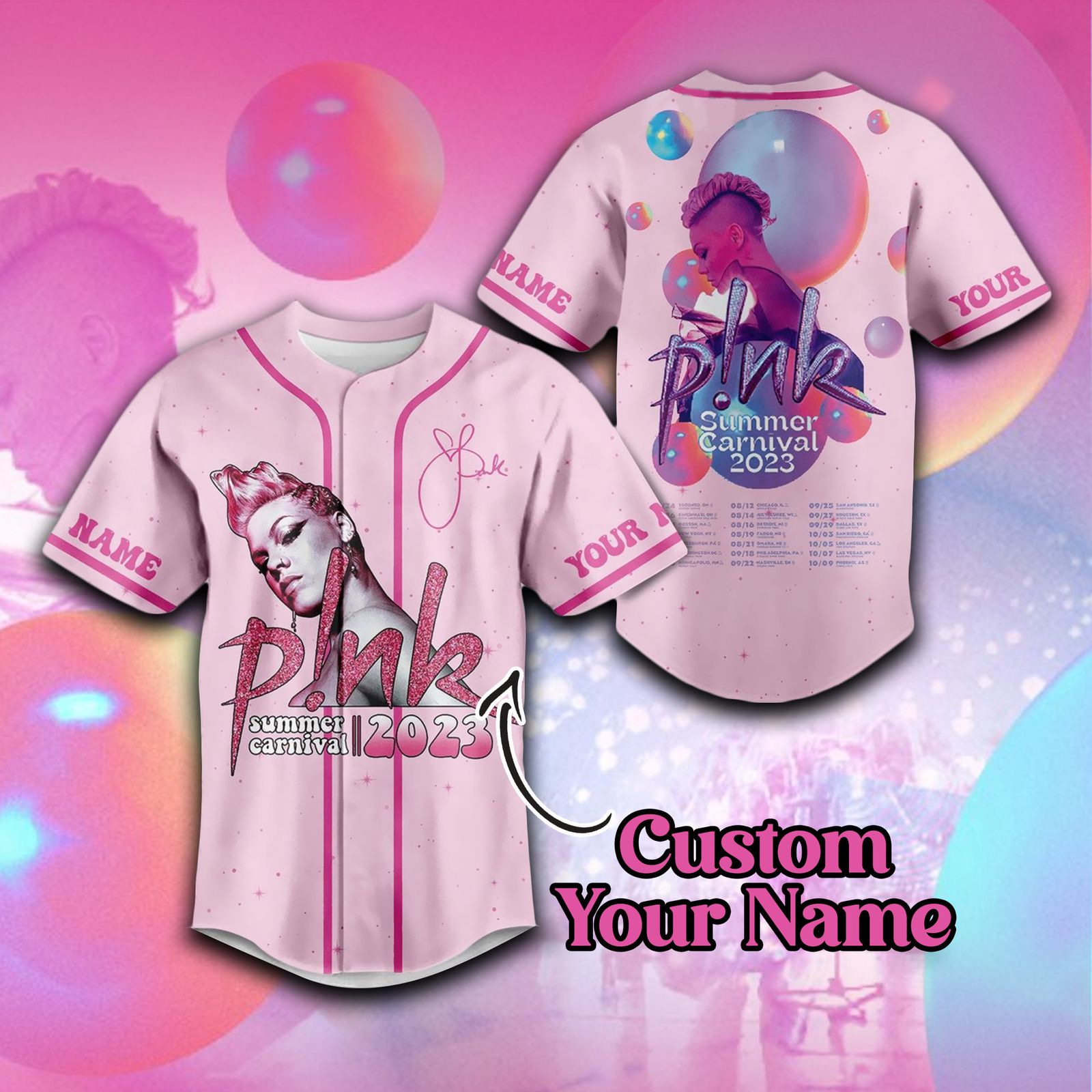 P!nk Summer Carnival 2023 Baseball Jersey: Fun & Stylish Athletic All Over Print Hoodie , Sweatshirt T-Shirt for a Memorable Summer! P!nk Summer Carnival 2023 Baseball Jersey: Fun & Stylish Athletic All Over Print Hoodie , Sweatshirt T-Shirt for a Memorable Summer!