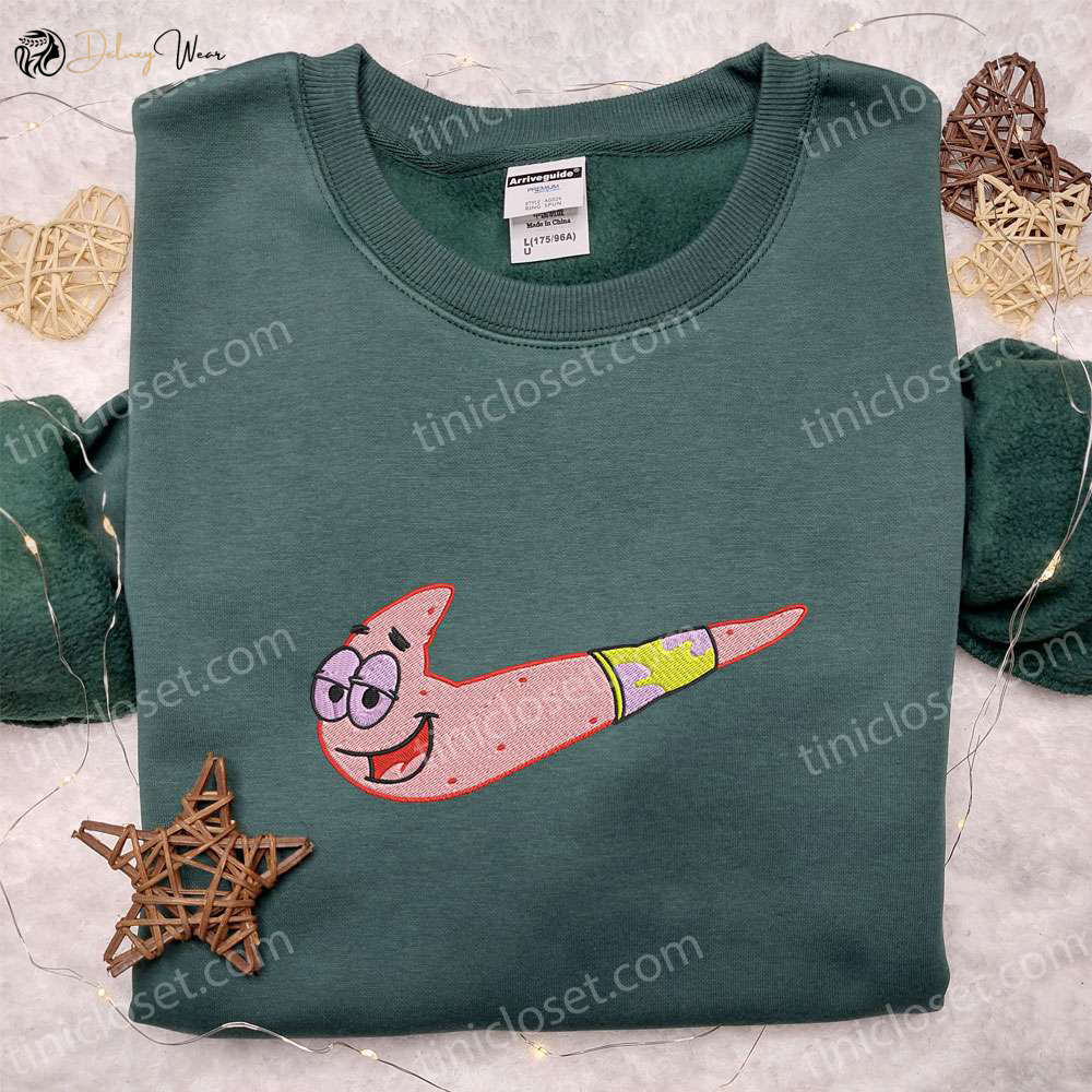 Patrick Star x Nike Swoosh Shirt Spongebob Cartoon Hoodie Nike Inspired Sweatshirt