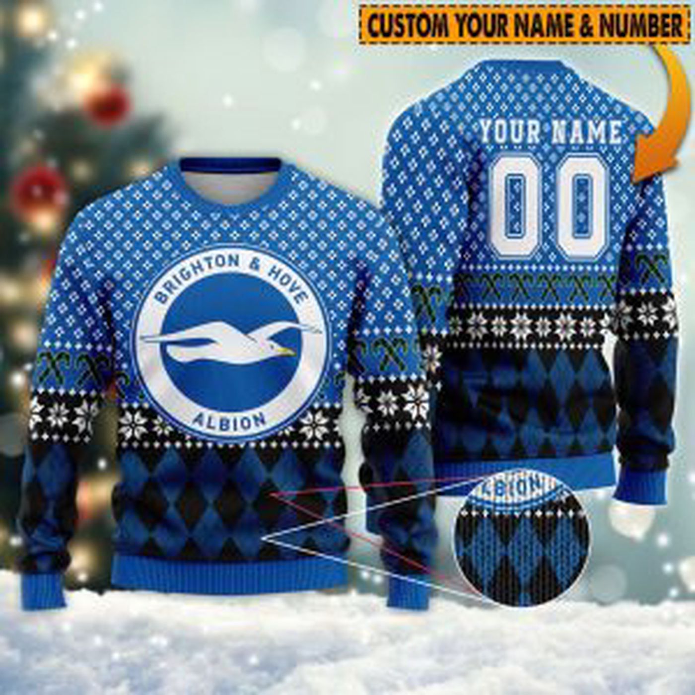 Personalized Brighton & Hove Albion 3D Ugly Sweater Gift – Gift for Men Women Christmas Day