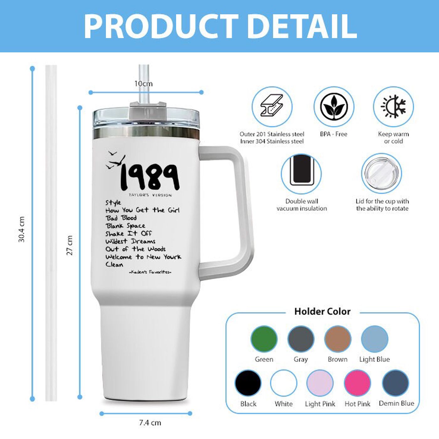 Taylor Swiftie 1989 40 Oz Tumbler – Personalized Swiftie Fan  – Gift for Women