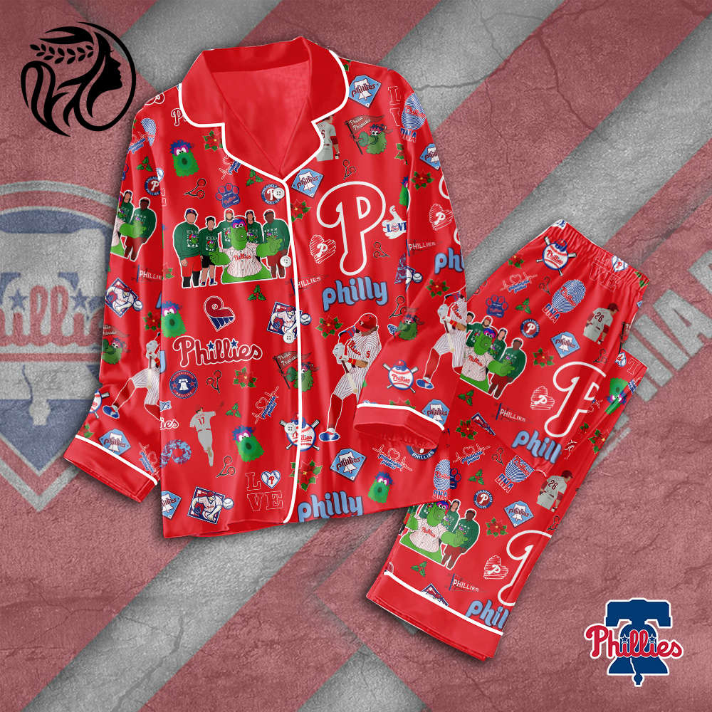 Philadelphia Phillies Button Down Pajamas Set –  Gift for Women – Christmas Gift