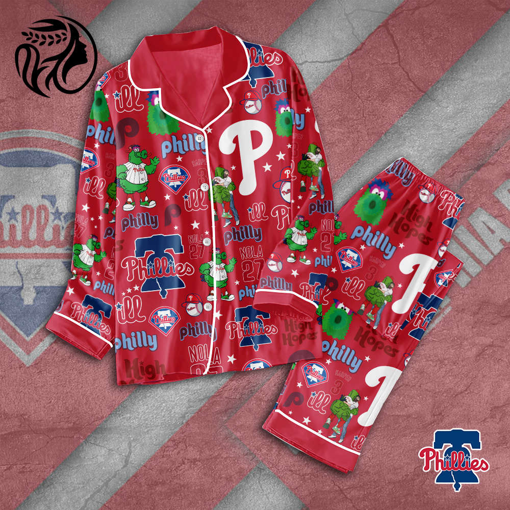 Philadelphia Phillies Button Down Pajamas Set –  Gift for Women – Christmas Gift
