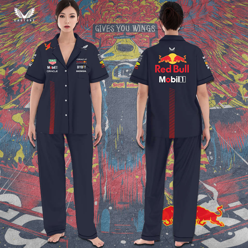 Red Bull Racing F1 3D Short Sleeve Trousers Pajamas Set – Gift for Women – Christmas Gift
