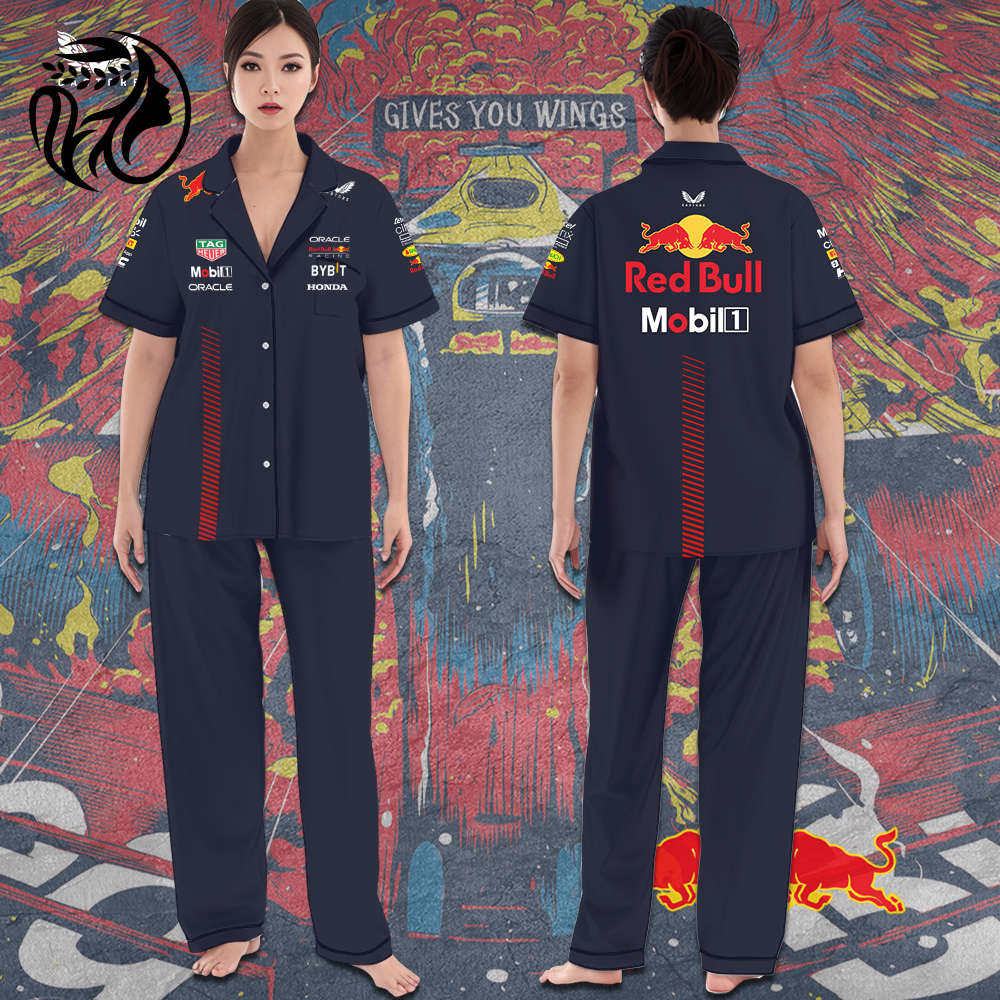 Red Bull Racing F1 3D Short Sleeve Trousers Pajamas Set – Gift for Women – Christmas Gift