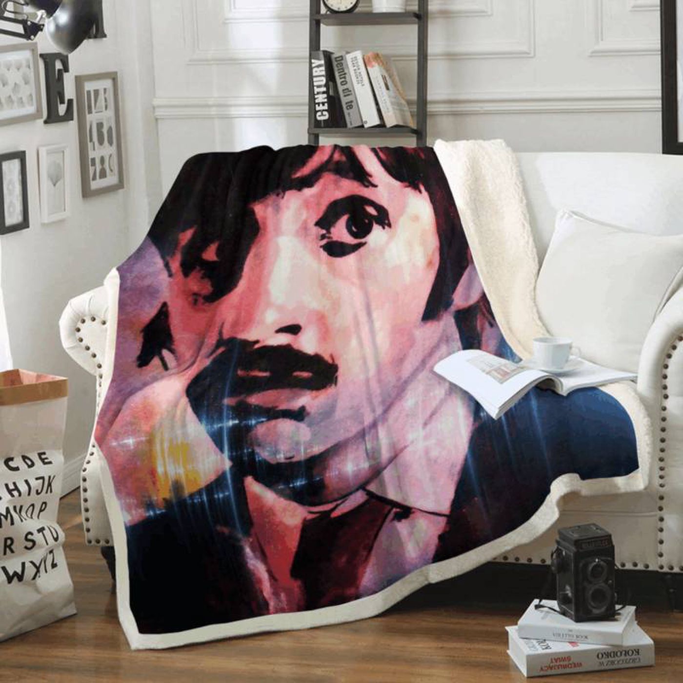 Ringo Starr Beatles Art Fleece Blanket: Iconic Liverpool Band Tribute – Cozy & Stylish!