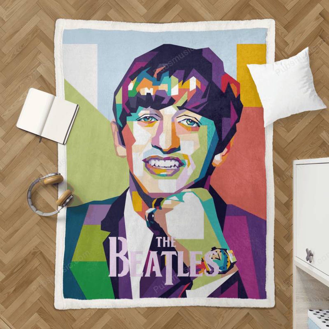 Ringo Starr Beatles Musician Pop Art Sherpa Fleece Blanket: Cozy Tribute to the Legendary Band!
