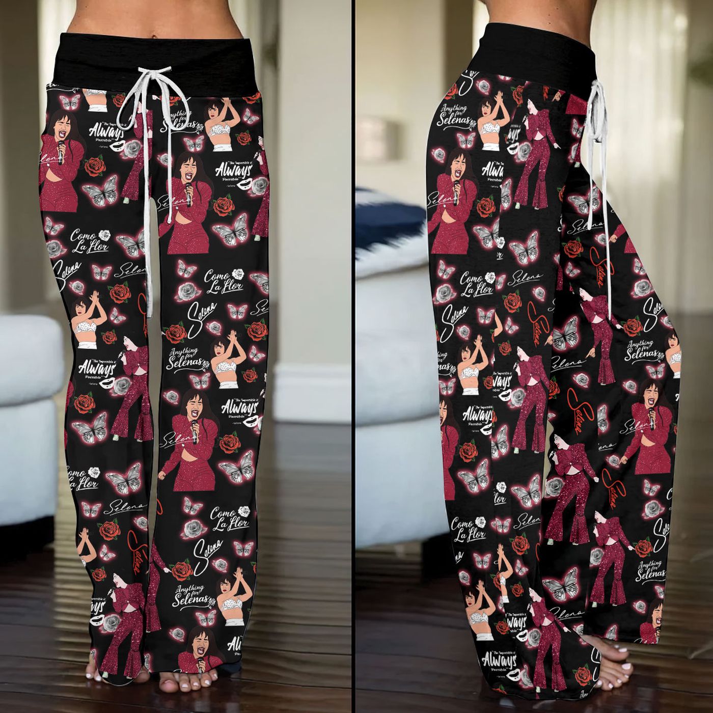 Selena Quintanilla Pérez High-Waisted Straight-Leg Trousers – Gift for Women Selena Quintanilla Pérez High-Waisted Straight-Leg Trousers – Gift for Women