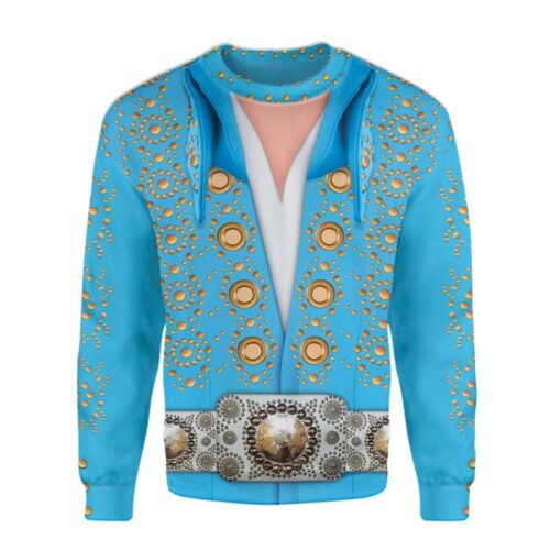 Singer Elvis Presley Blue Pinwheel Jumpsuit Cosplay Custom 3D All Over Printed Sweatshirt