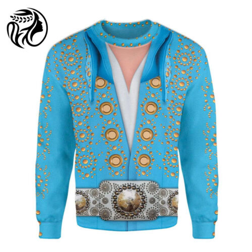 Singer Elvis Presley Blue Pinwheel Jumpsuit Cosplay Custom 3D All Over Printed Sweatshirt