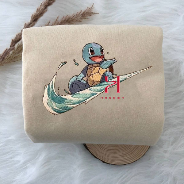 Squirtle Pokemon Embroidered Shirts Sweater Hoodies