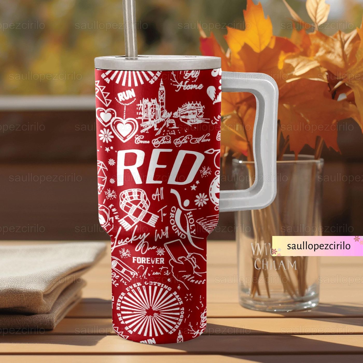 Swiftie Tumbler 40oz: Red Album & Eras Tour Inspired – Taylor Swift Collectible for Women Swiftie Tumbler 40oz: Red Album & Eras Tour Inspired – Taylor Swift Collectible for Women