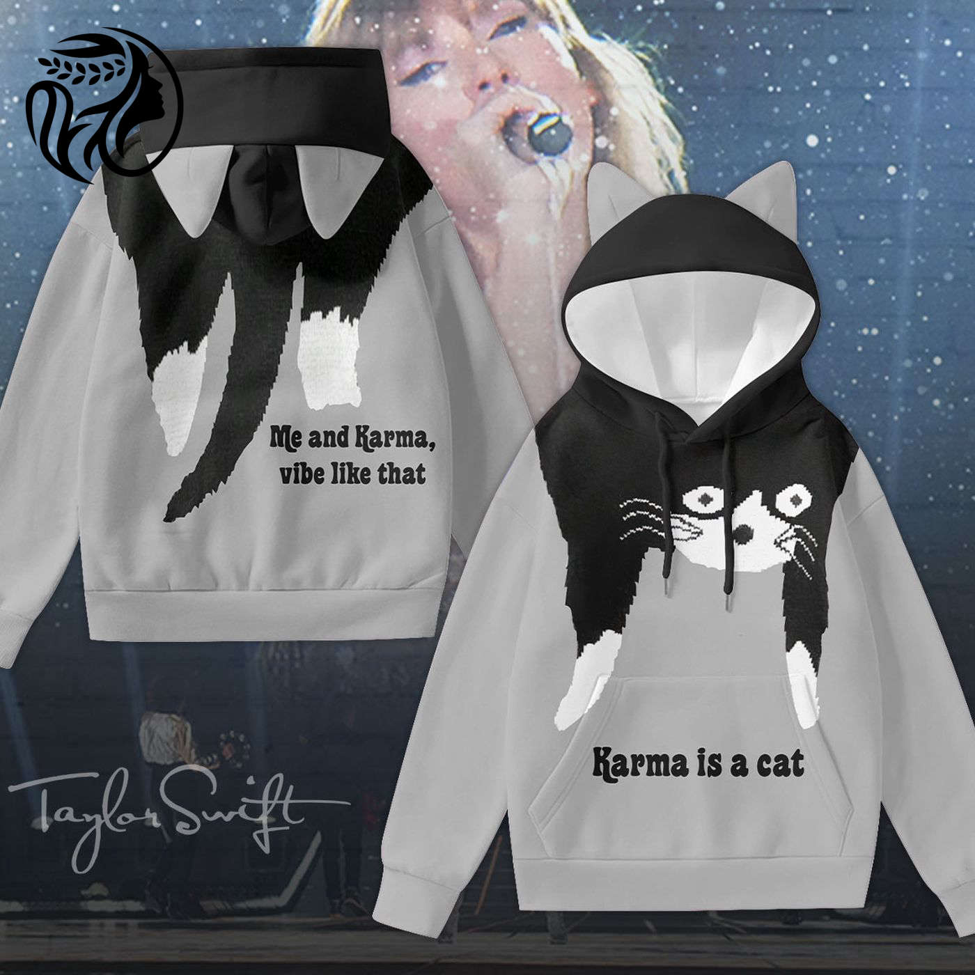 Taylor Swift GiftD Hoodie with Decorative Ears – Perfect Celebrity Fan Gift