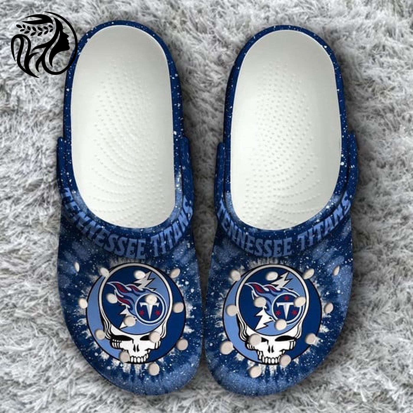 Tennessee Titans Grateful Dead Crocs Classic Clogs Shoes In Blue