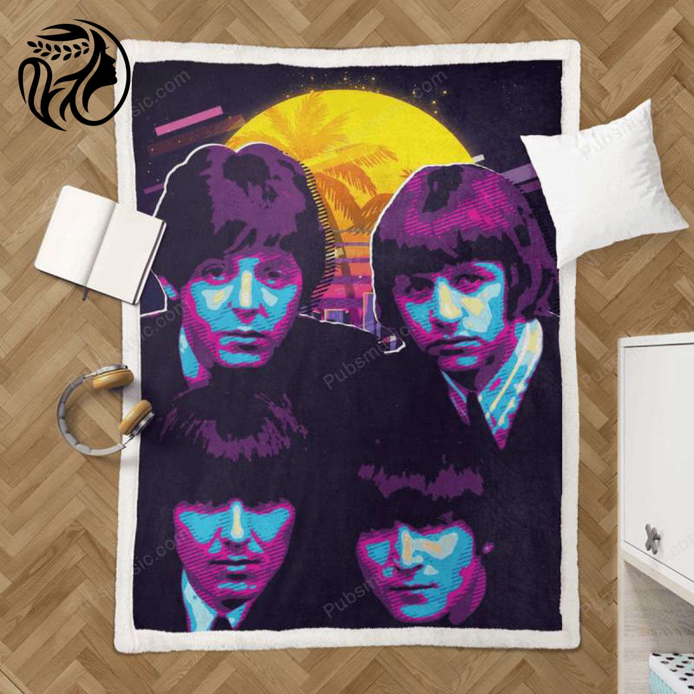 The Beatles 80s Retro Music Sherpa Fleece Blanket: Cozy Nostalgia for Fans of the Fab Four!