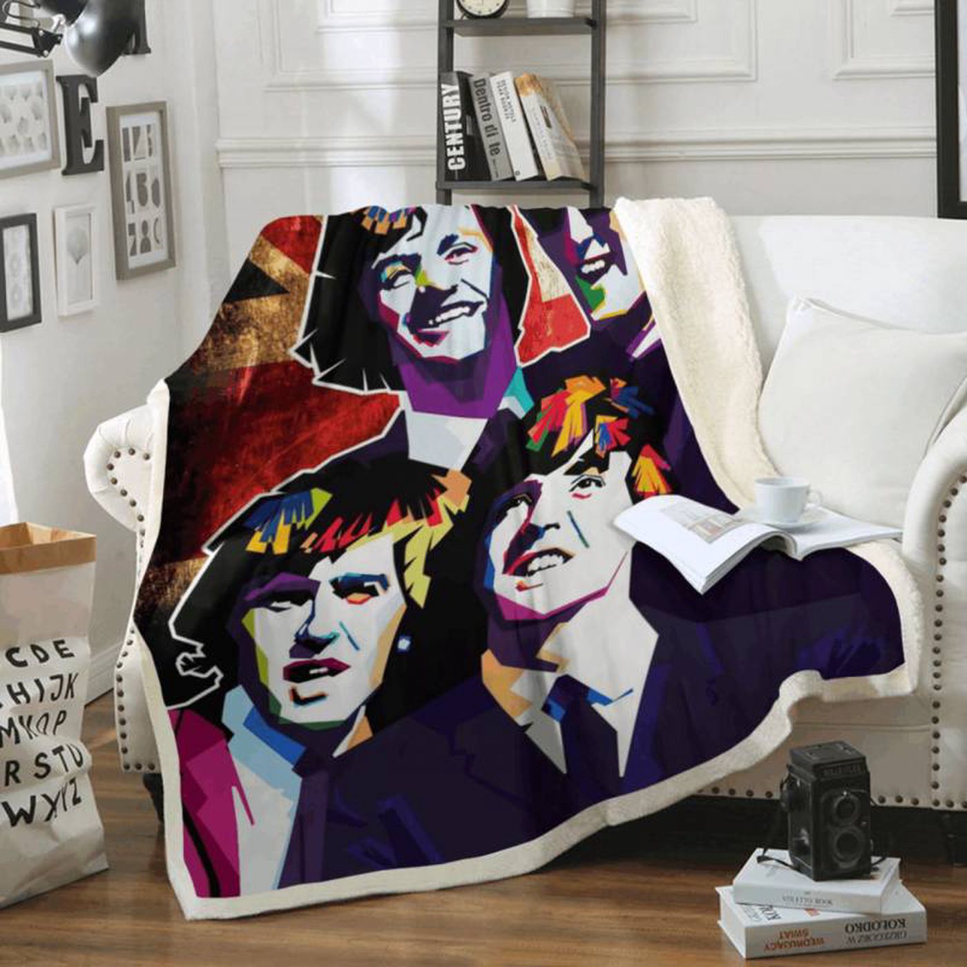 The Beatles American Flag Art Fleece Blanket: Patriotic Music Memorabilia for Cozy Nights!