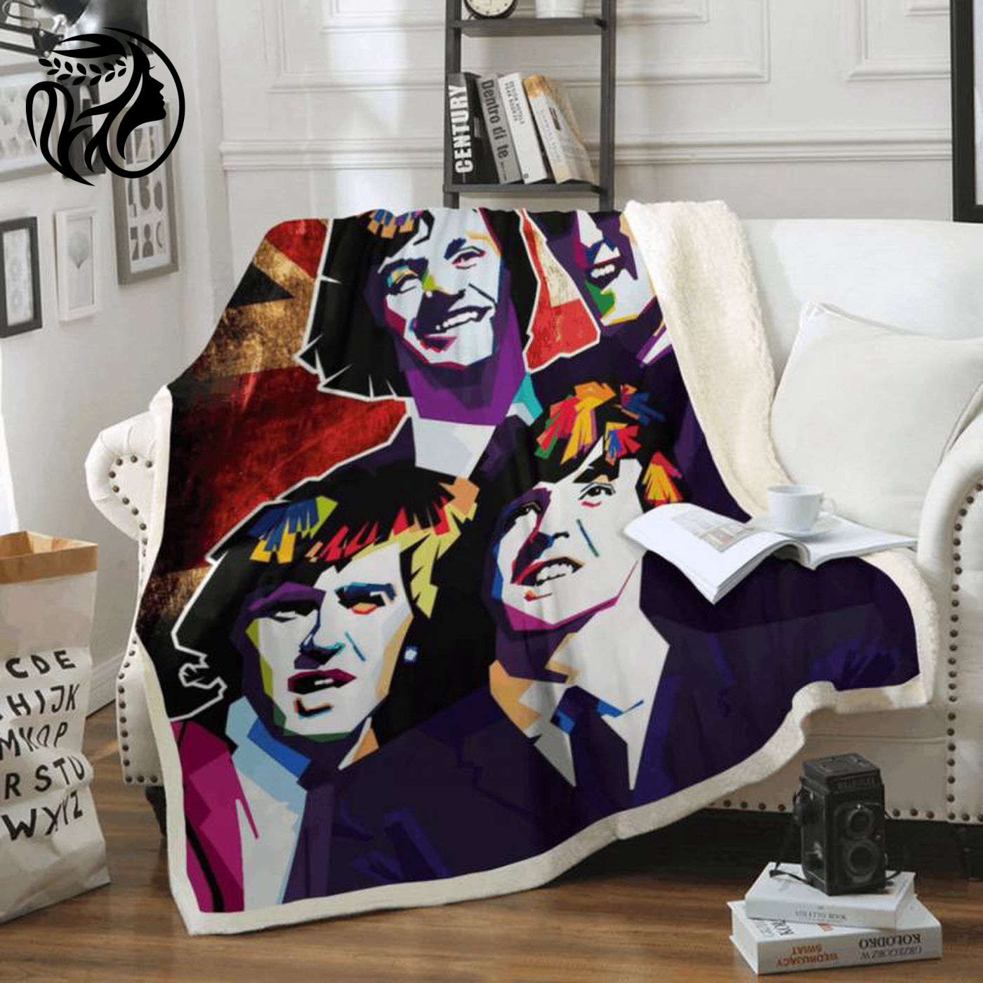The Beatles American Flag Art Fleece Blanket: Patriotic Music Memorabilia for Cozy Nights!