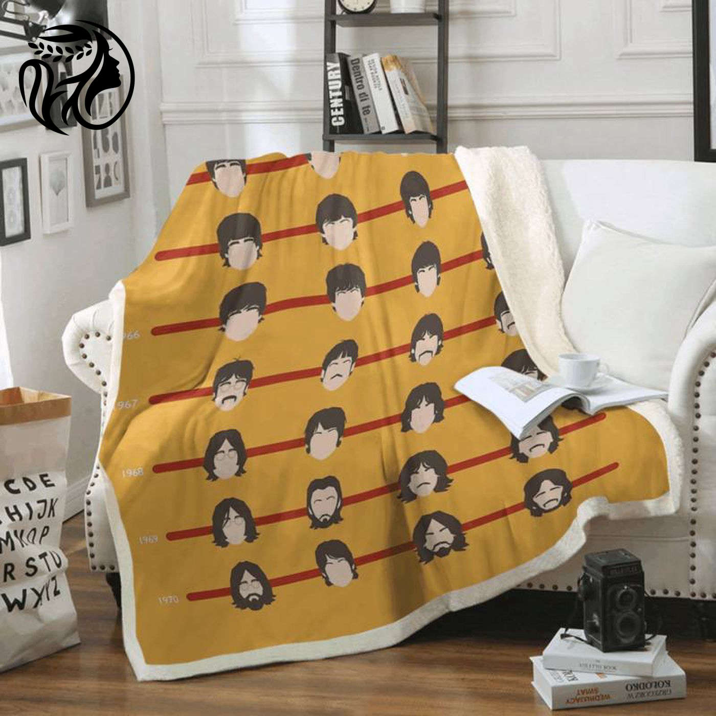 The Beatles Anniversary Art Fleece Blanket – Celebrate with Iconic Beatles Haircuts!