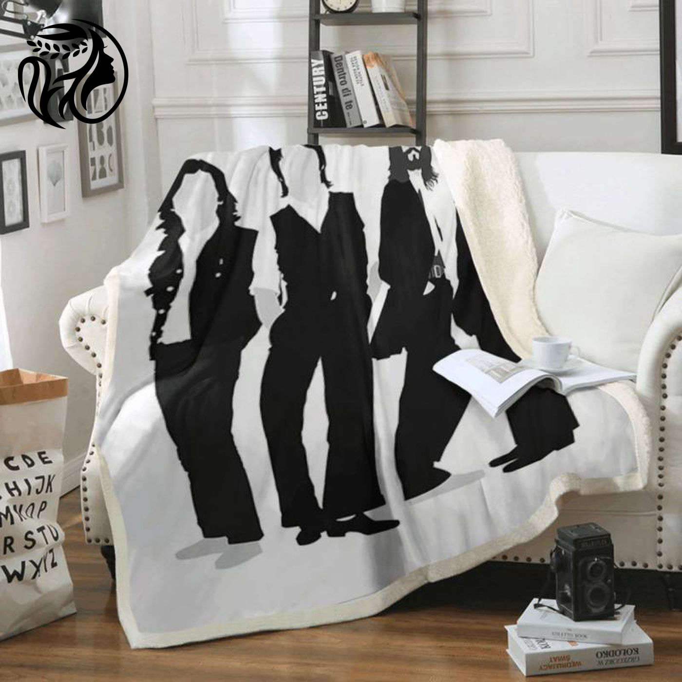 Beatles Art Design Fleece Blanket – All Members Included! Perfect for Beatles Fans