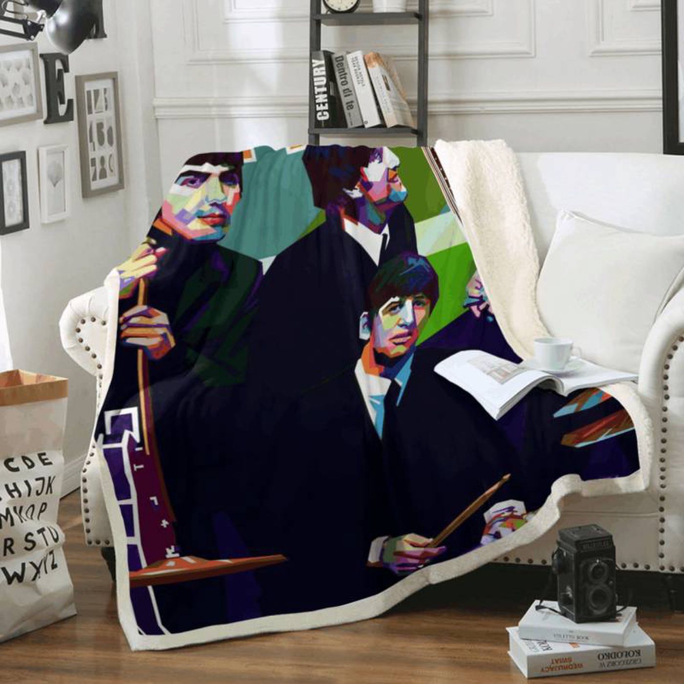 The Beatles Fleece Blanket: Iconic Liverpool Band Pop Art Design for Fans