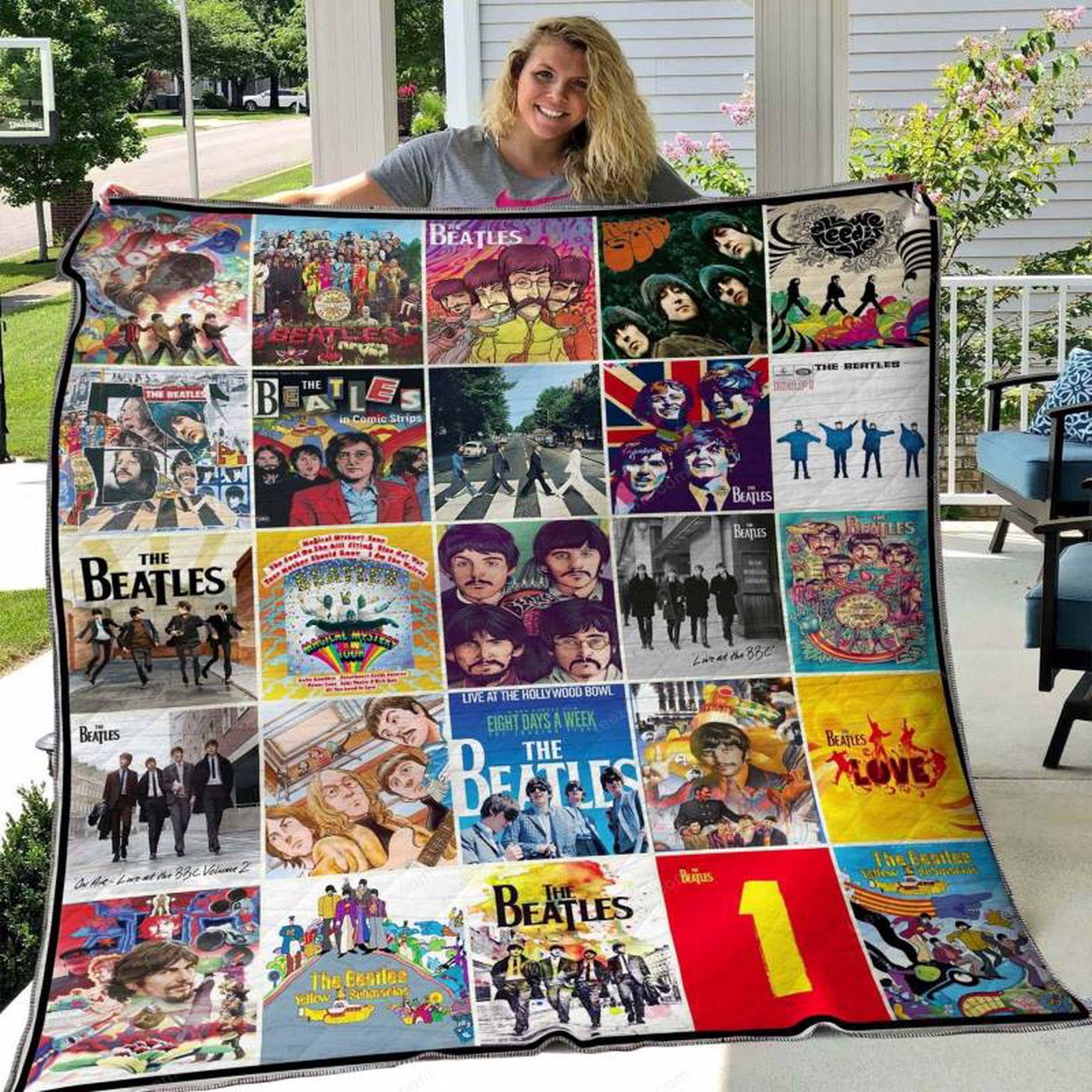 Cozy Up with The Beatles Blanket Quilt – TH0207: Iconic Band Design for Music Lovers