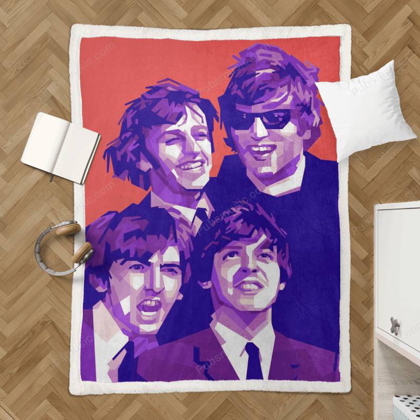 The Beatles Geometric Pop Art Sherpa Fleece Blanket: Cozy & Stylish Tribute for Fans