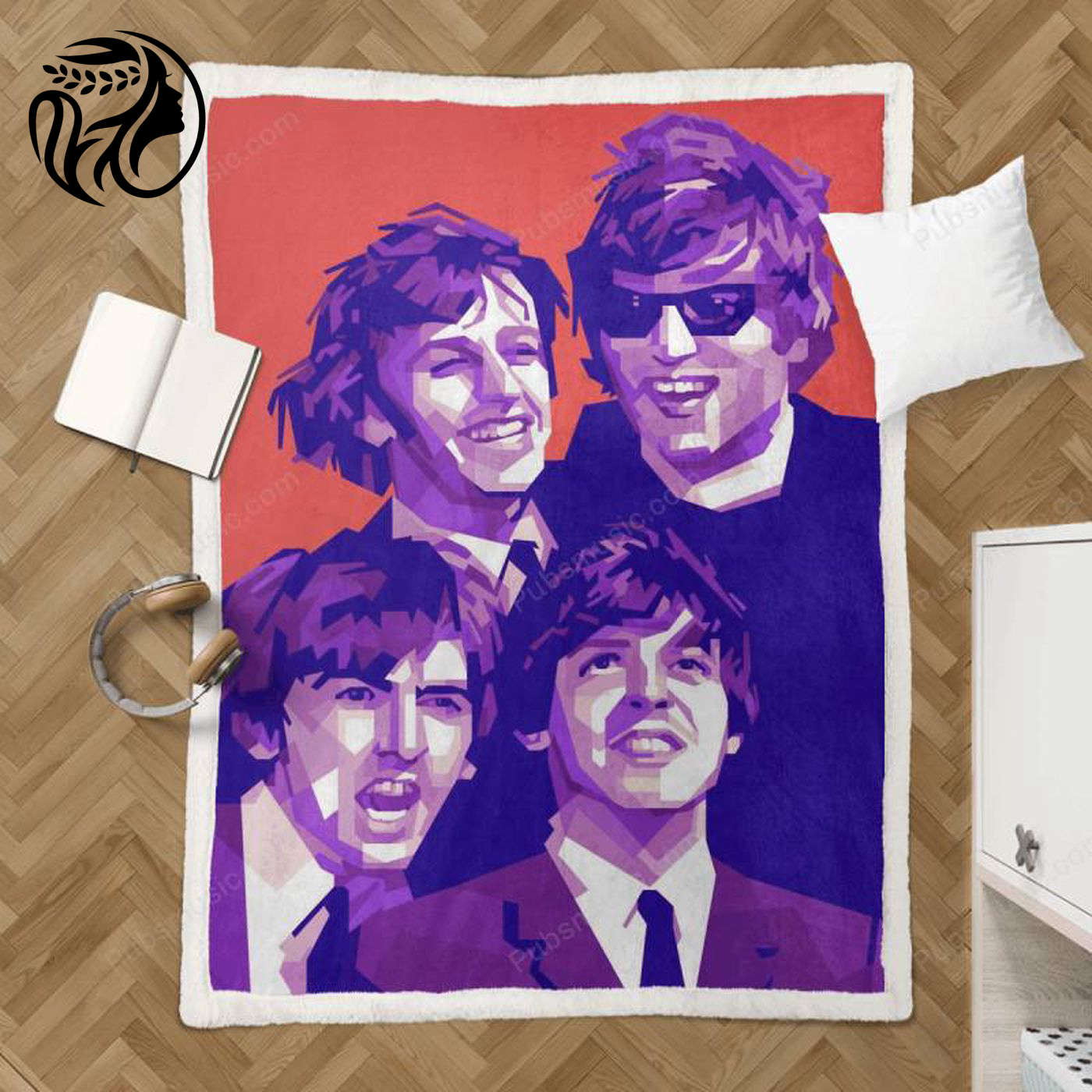 The Beatles Geometric Pop Art Sherpa Fleece Blanket: Cozy & Stylish Tribute for Fans