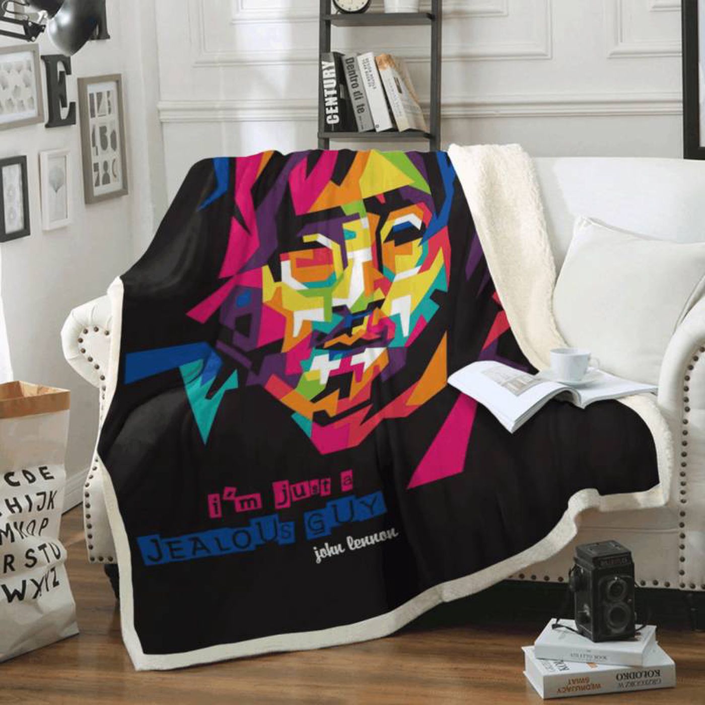 Rock Band Legend: The Beatles John Lennon Fleece Blanket – Cozy Tribute to The Beatles for Music Lovers