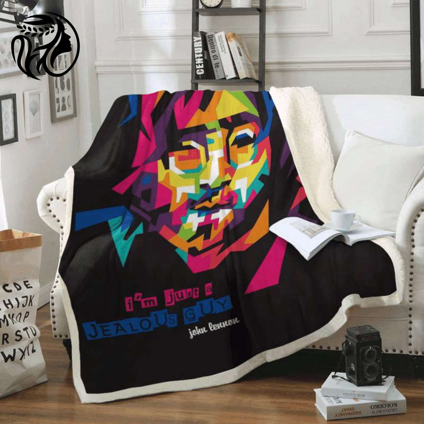 Rock Band Legend: The Beatles John Lennon Fleece Blanket – Cozy Tribute to The Beatles for Music Lovers