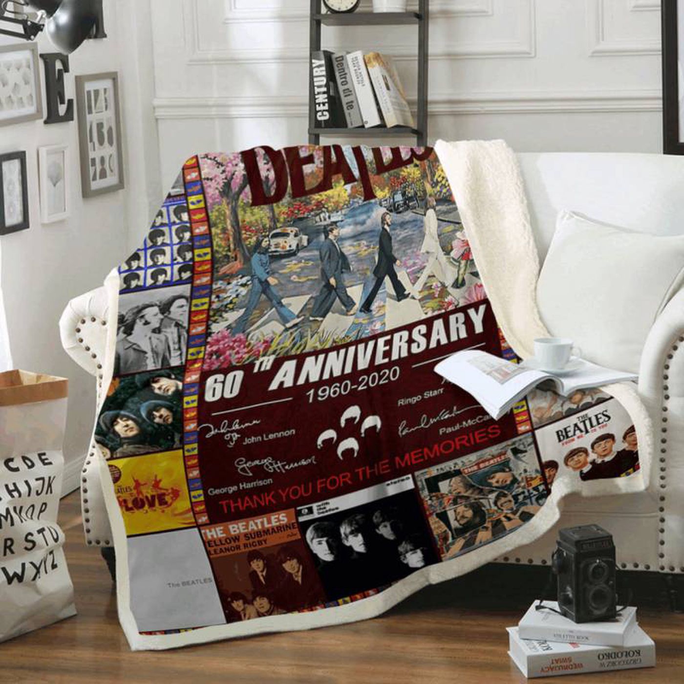 Experience The Beatles on Abbey Road: Fan Art Fleece Blanket – Cozy & Stylish Tribute!