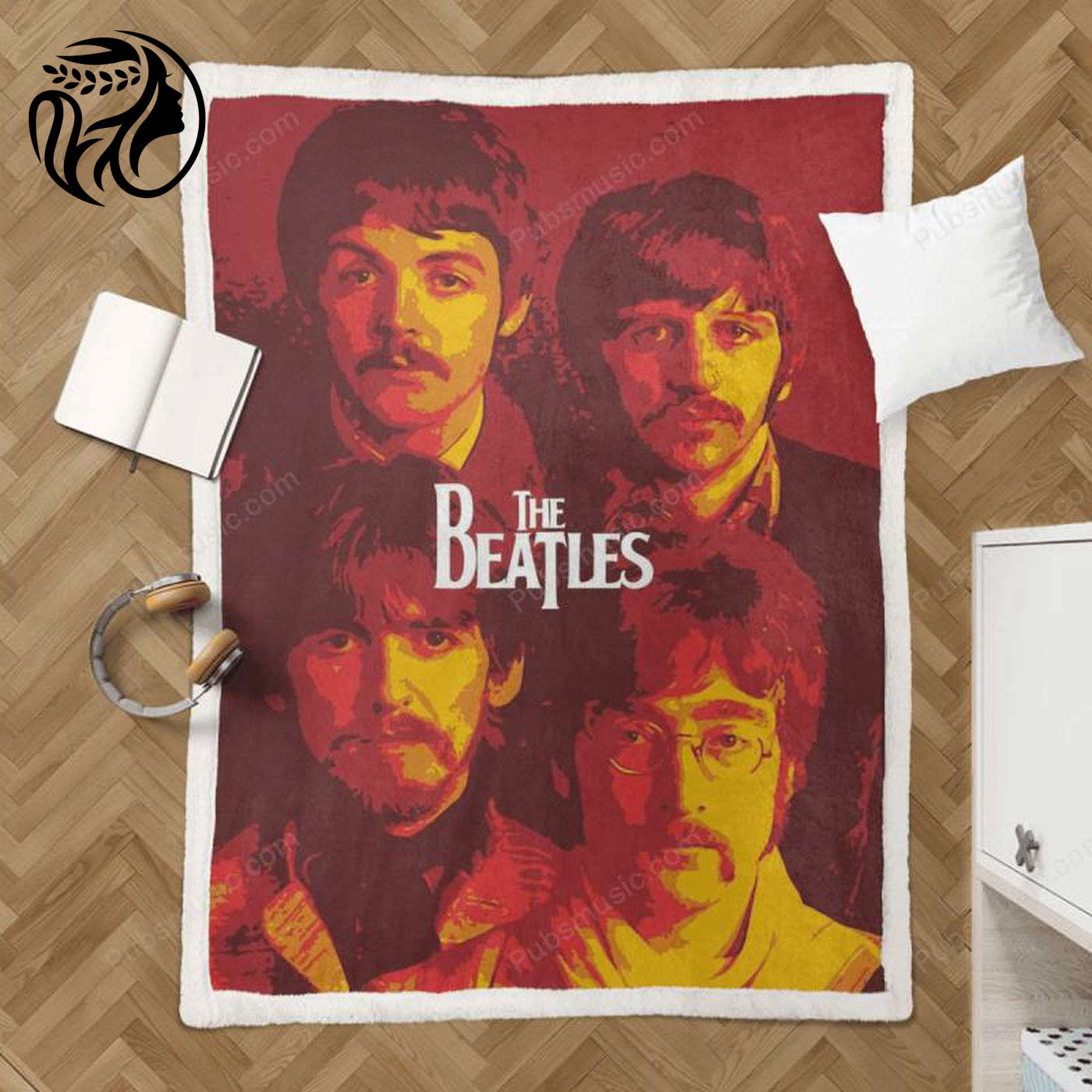 The Beatles Pop Art v Gift – Music Sherpa Fleece Blanket: Vibrant Pop Culture Design for Beatles Fans