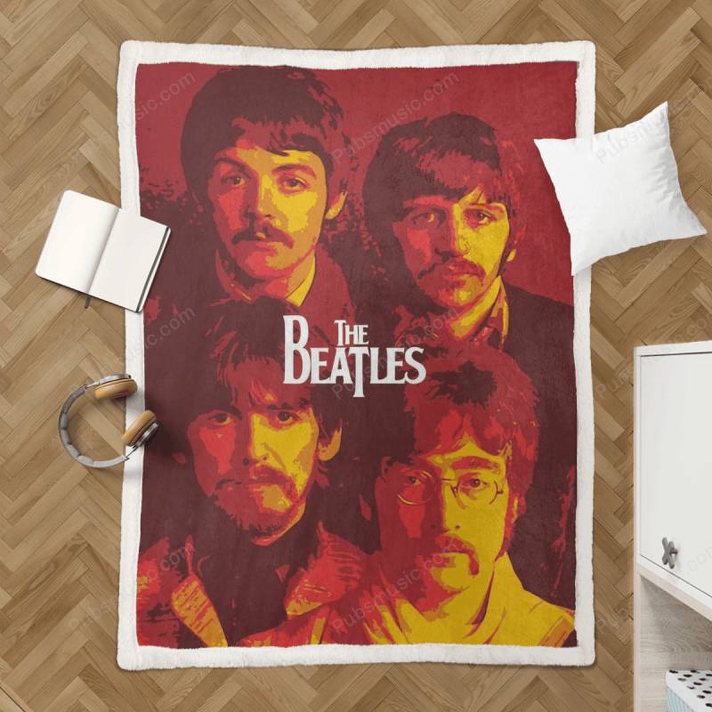 The Beatles Pop Art v Gift – Music Sherpa Fleece Blanket: Vibrant Pop Culture Design for Beatles Fans