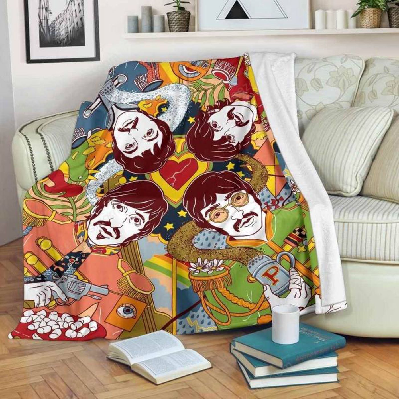 Cozy Up with The Beatles Premium Fleece Blanket – Iconic Design for Ultimate Comfort!