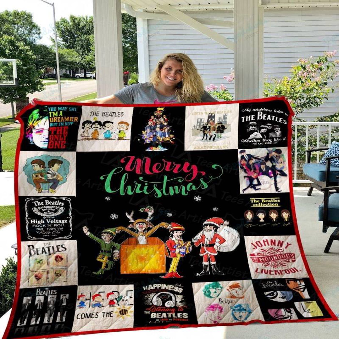 The Beatles Quilt Blanket 01181: Cozy Fabrics & Iconic Band Design for Beatles Fans