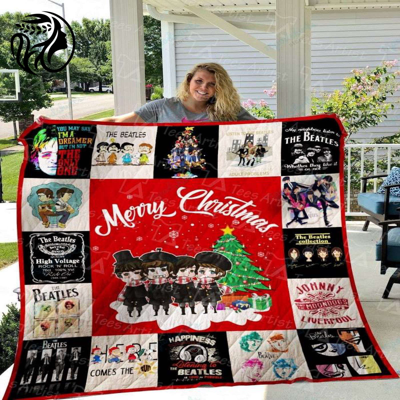 Iconic Beatles Quilt Blanket 01182 – Cozy Tribute to the Fab Four with Vibrant Design!