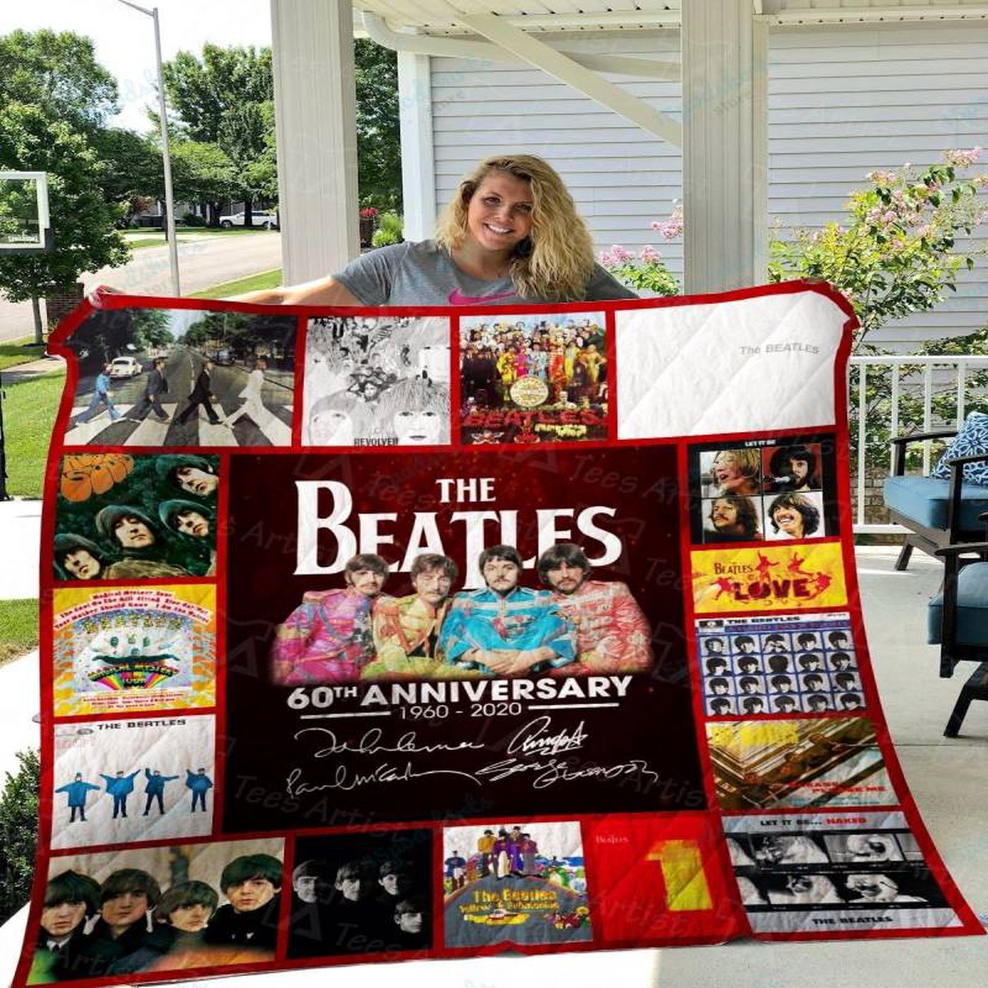 Vintage Beatles Quilt Blanket: Cozy Up with Iconic Band s Memorabilia