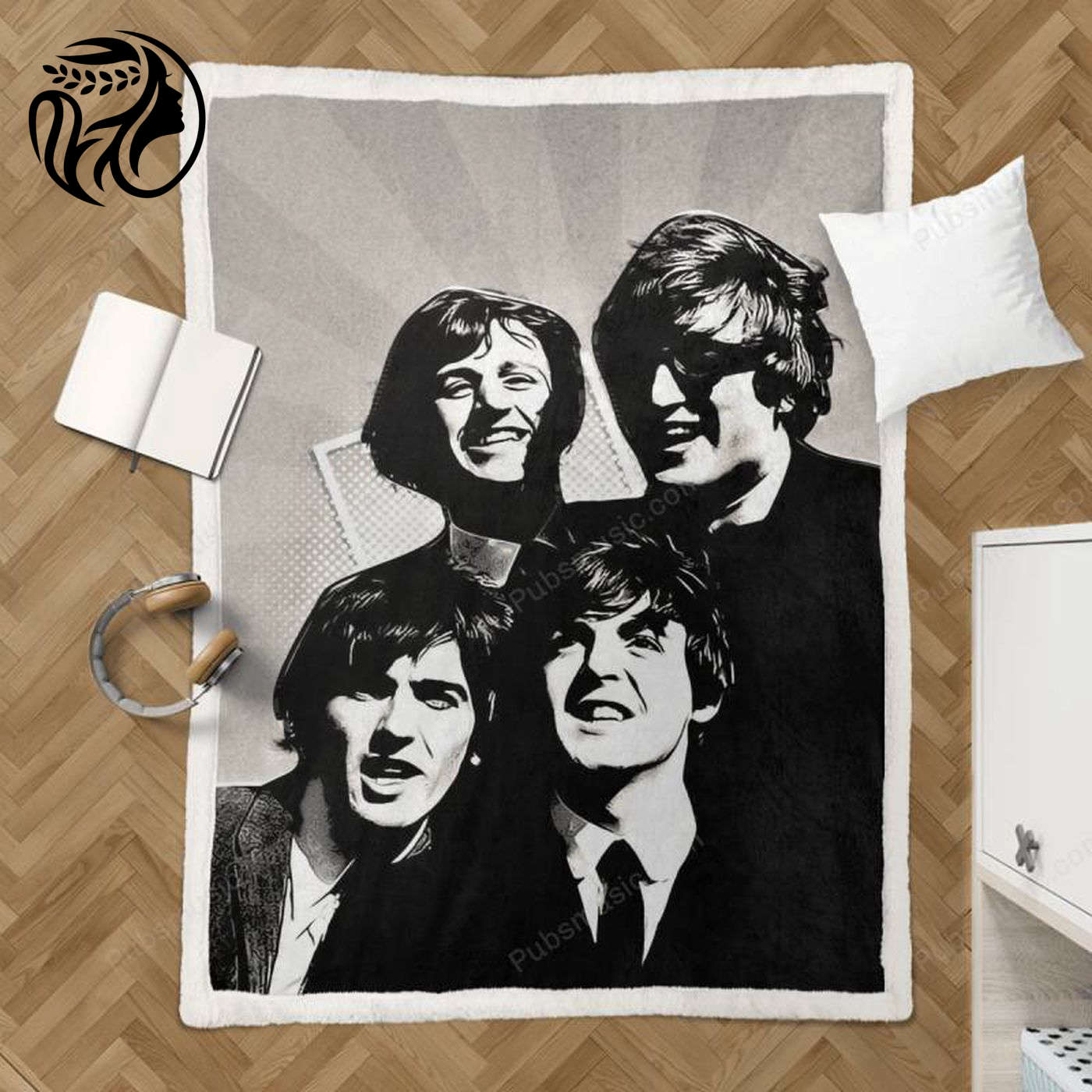 The Beatles Retro Fansart Sherpa Fleece Blanket: Cozy up with this iconic band-inspired throw!