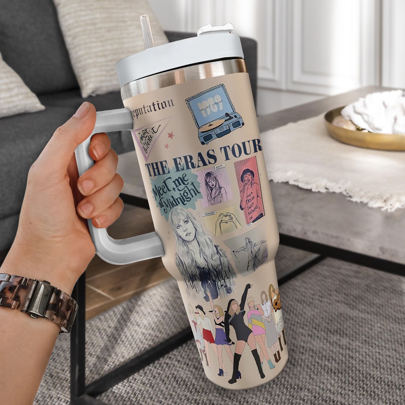 Taylor Swiftie Tumbler: The Eras Tour 40oz Cup Perfect Valentine  – Gift for Women with Midnight 1989 Design