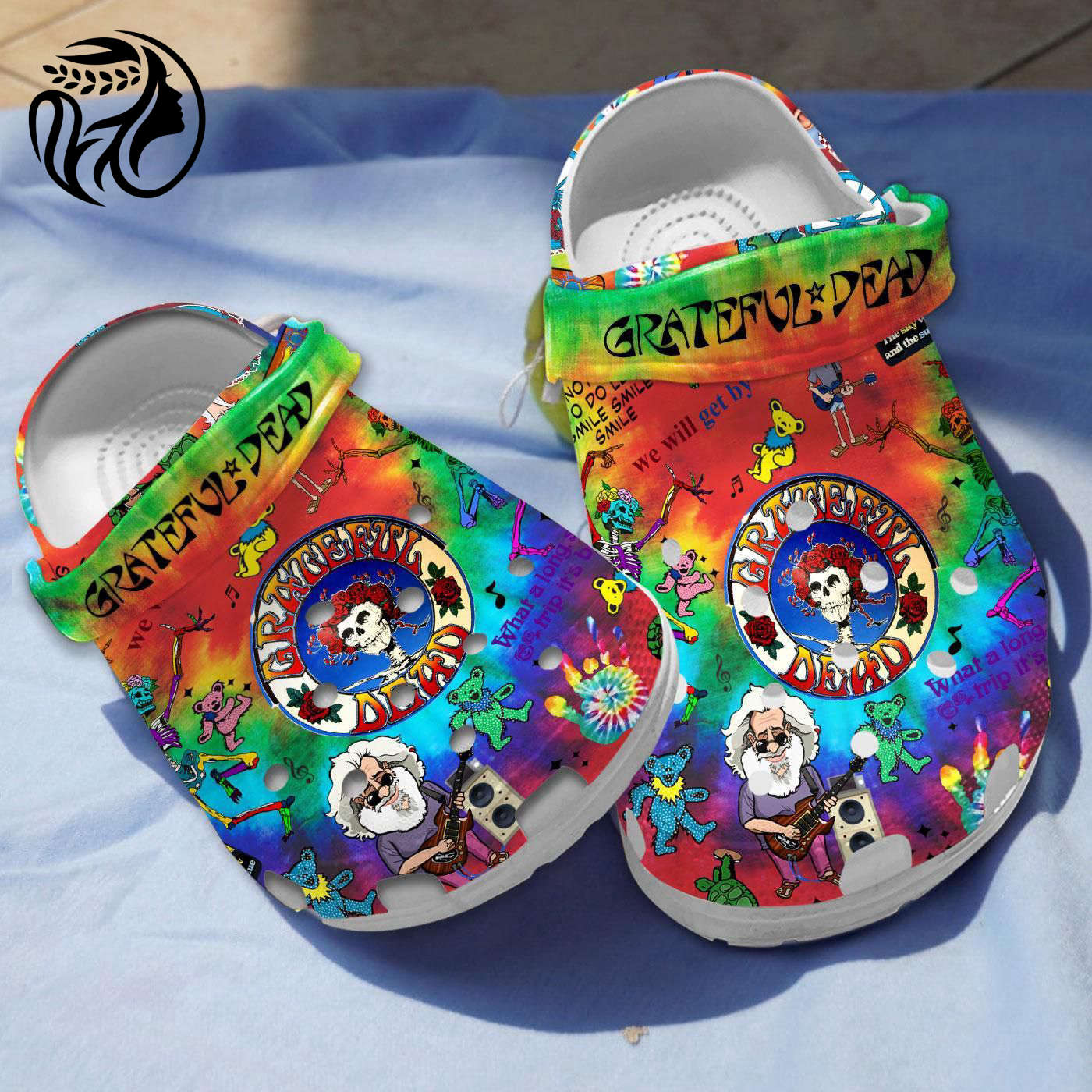 Water-resistant Grateful Dead Band Colorful Tie Dye Pattern Clogs