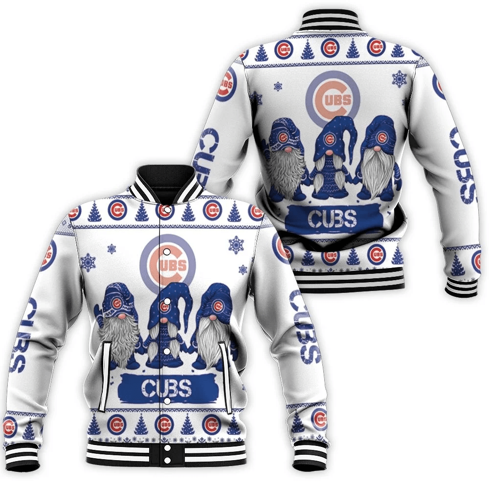 MLB Chicago Cubs Christmas Gnomes Baseball Jacket: Festive & Sporty Outerwear